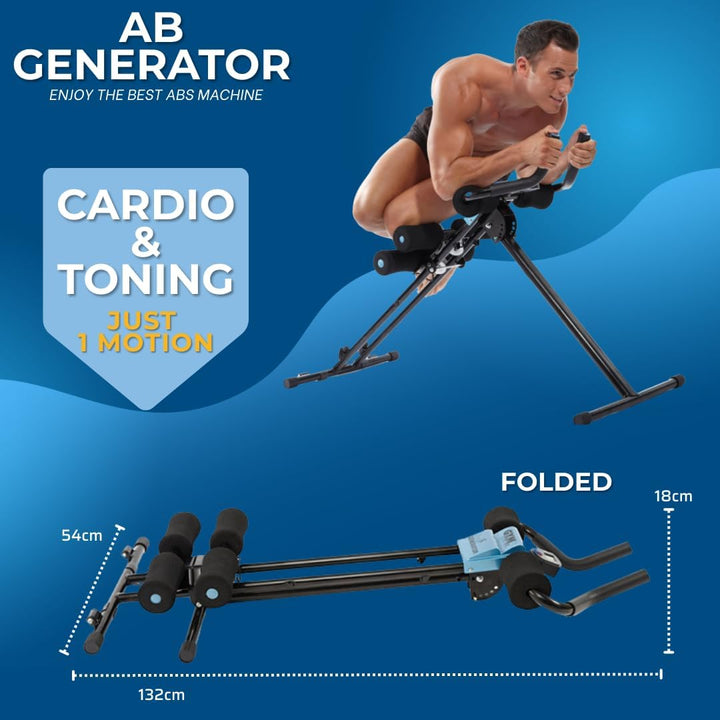 AB Generator Krafttrainingsgerät, Fitnessgerät + Cardio, 5 Stufen, Bauchmuskeltraining, Beine, Arme,