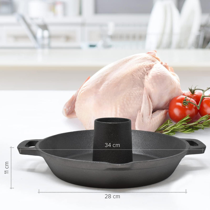 Joejis Gusseisen Hähnchenbräter Hähnchenständer für Grill Backofen BBQ - 28cm Chicken Roaster mit Ar