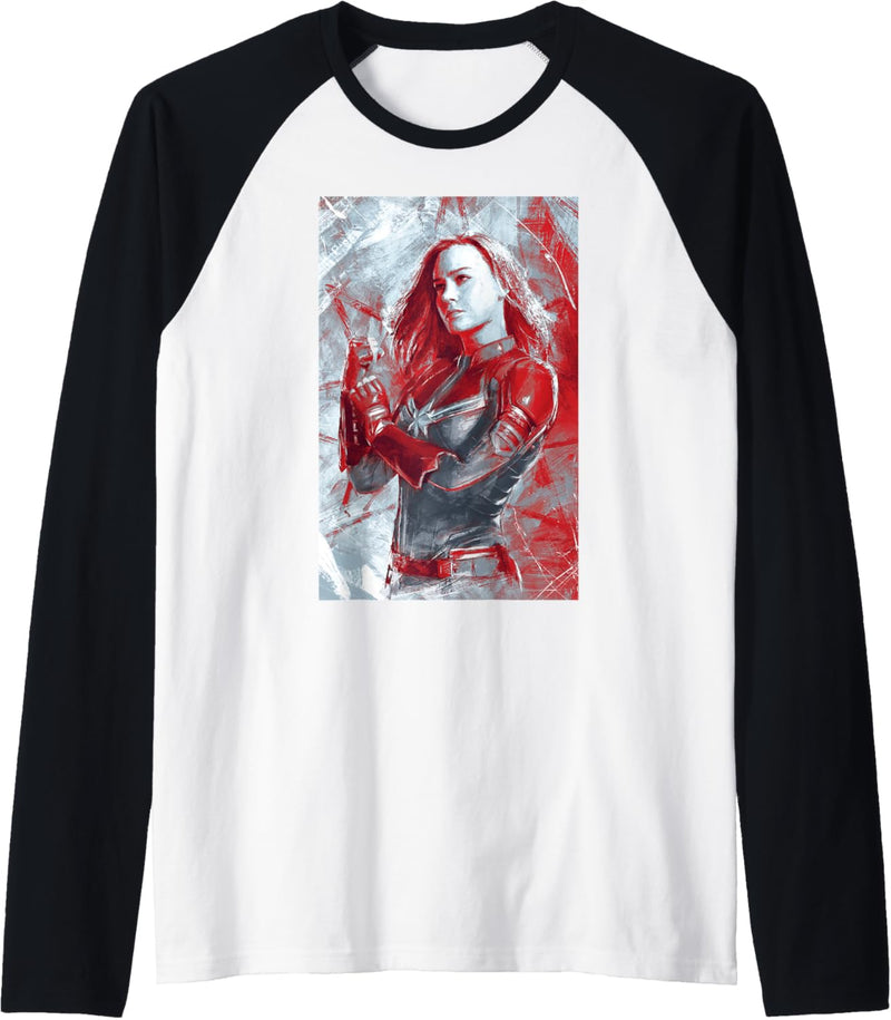 Marvel Avengers Captain Marvel Red Painted Portrait Raglan