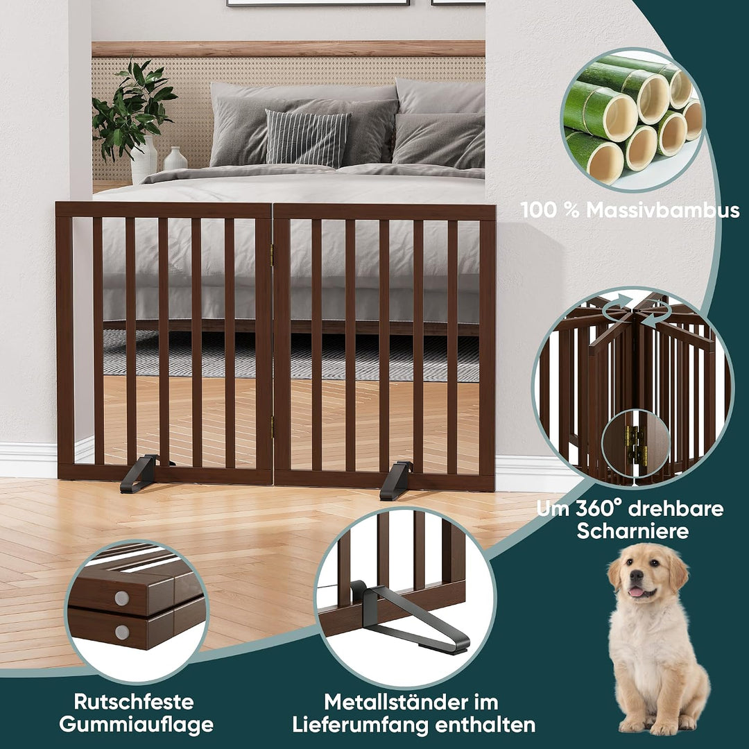 Semiocthome Freistehende Baby- &amp; Haustiergitter aus Bambus, Hunde- und Katzengitter für Türen, Trepp