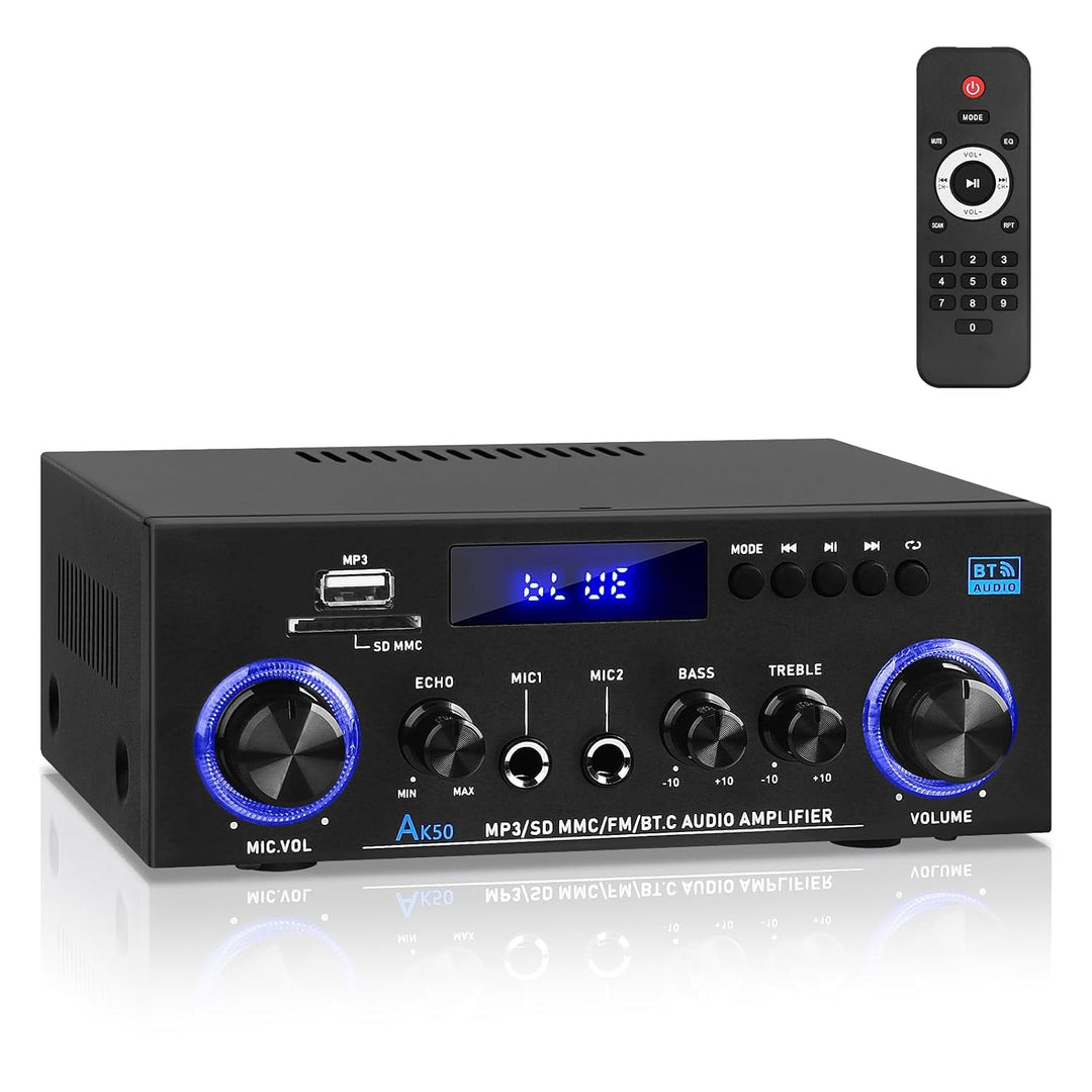 AK50 HiFi-Verstärker mit Bluetooth RMS 60WX2 Stereo Audio Verstärker Empfänger 2.0 Kanal Max 400W Au