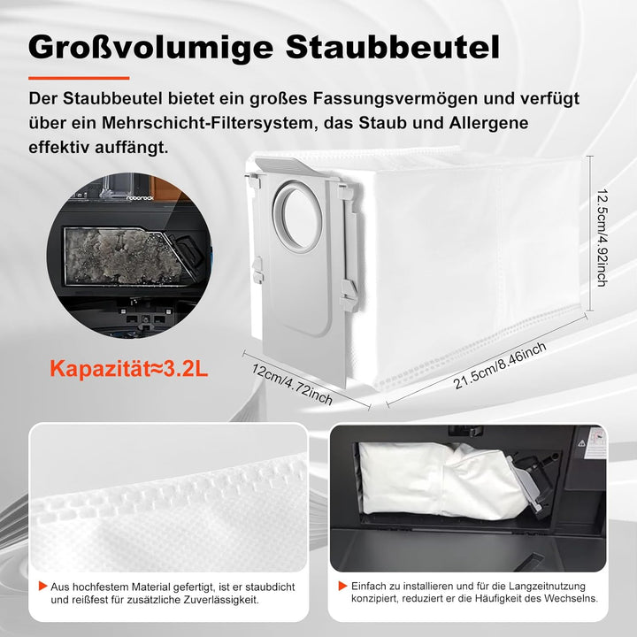Saros 10 Zubehör für Roborock Saros 10 Saugroboter, 25 Stück, 2 Hauptbürsten, 4 Seitenbürsten, 4 Sta