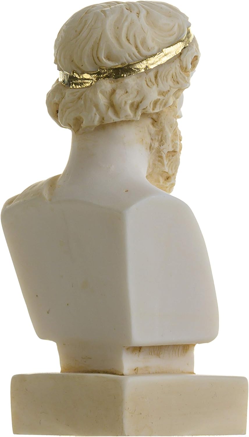 Plato Griechischer Philosophievater Statue Alabaster, handgefertigt, Kopfbüste goldfarben