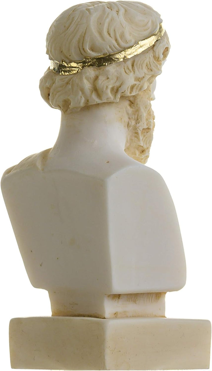 Plato Griechischer Philosophievater Statue Alabaster, handgefertigt, Kopfbüste goldfarben