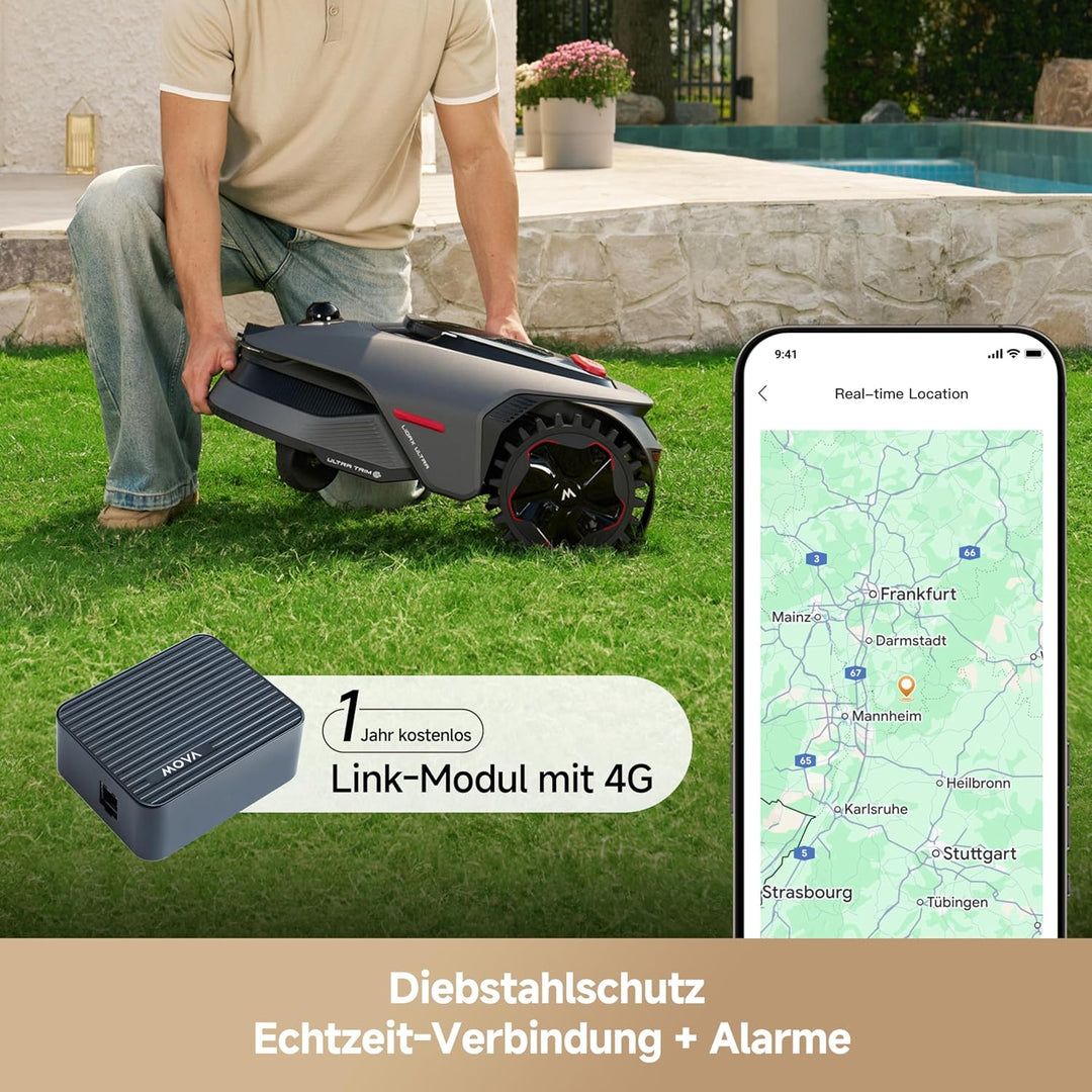 MOVA LiDAX Ultra 1600 Mähroboter ohne Begrenzungskabel mit 4G, 1600 m² LiDAX Ultra 1600 Grau, LiDAX