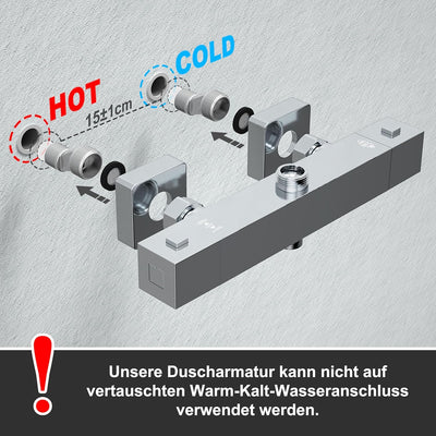 JOHO Thermostat Duschset Duschsystem Regendusche Duschgarnitur Duscharmatur mit 304 Edelstahl Kopfbr