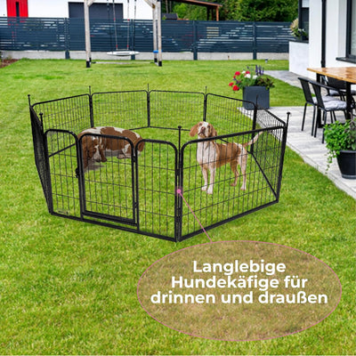 MaxxPet Laufgehege für Hunde – Welpengehege aus Metall – Kaninchengehege – faltbar mit 8 Paneelen –