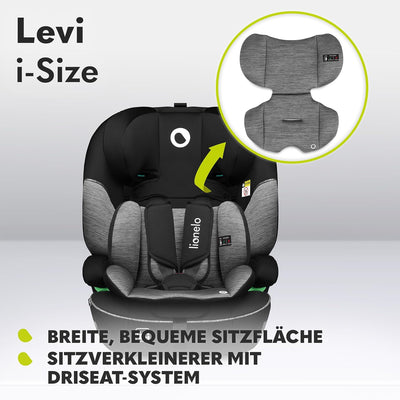 LIONELO LEVI I-SIZE 76-150 cm Kinderautositz, Gruppe 1 2 3, Seitenschutz, 10 Grad Kopfstützenverstel