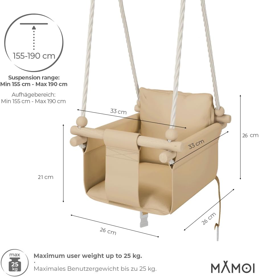 MAMOI® Schaukel, schaukel Indoor, Schaukel aus Holz, Holzschaukel, Schaukeln für türrahmen, Swing, S