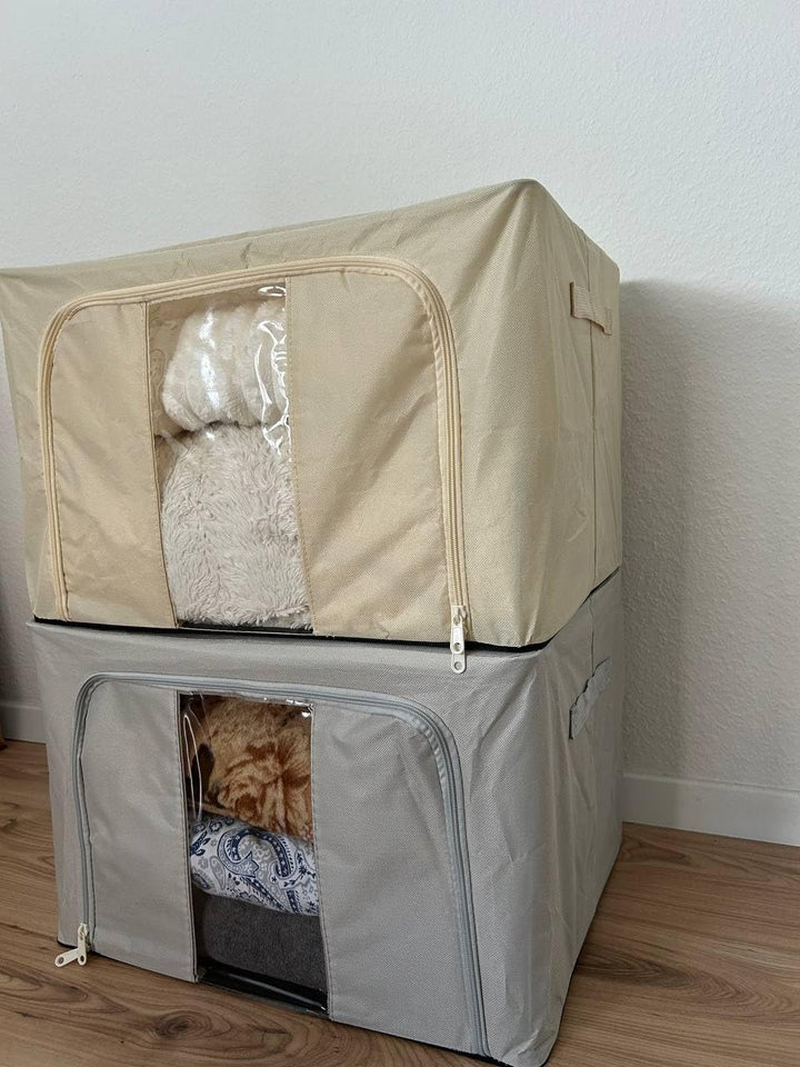 Generisch Aufbewahrungsbox faltbar 60L mit Fenster – Kleidung Organizer, Ordnungsbox Kleiderschrank,