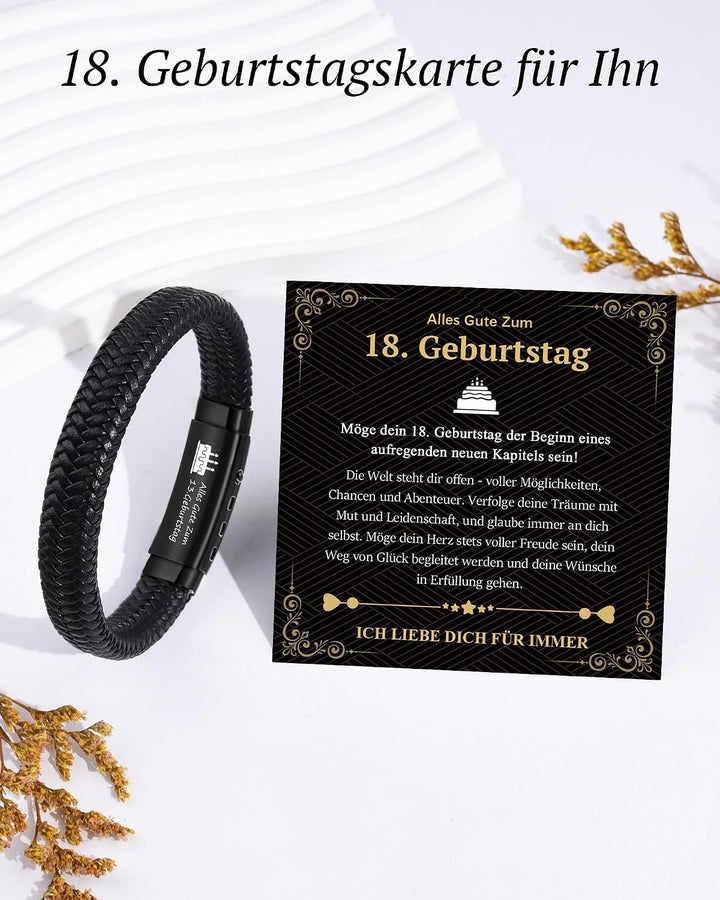 CheersLife 13-18. 30 40 50 60 Geburtstagsgeschenk für Männer Jungen, Verstellbar Lederarmband zum Ge