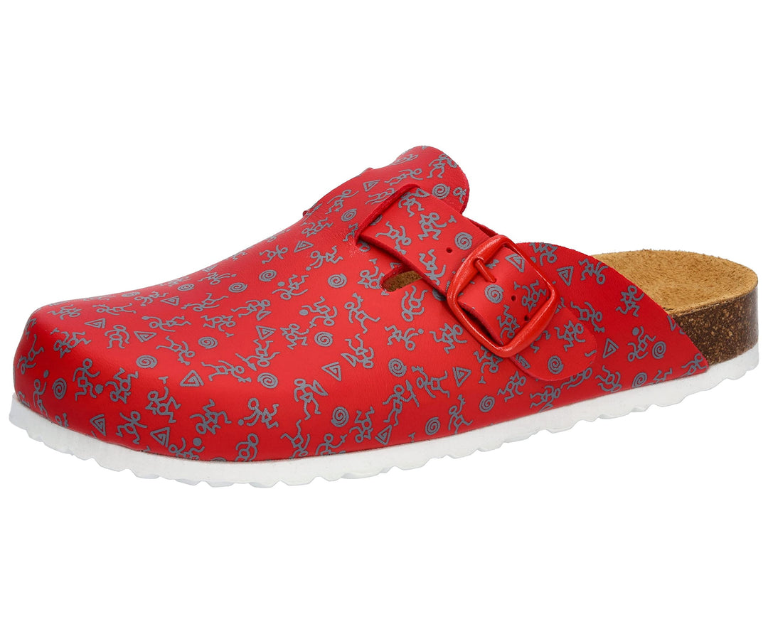 Lico Unisex Bioline Clog PrintPantoletten 36 EU Rot Grau, 36 EU Rot Grau