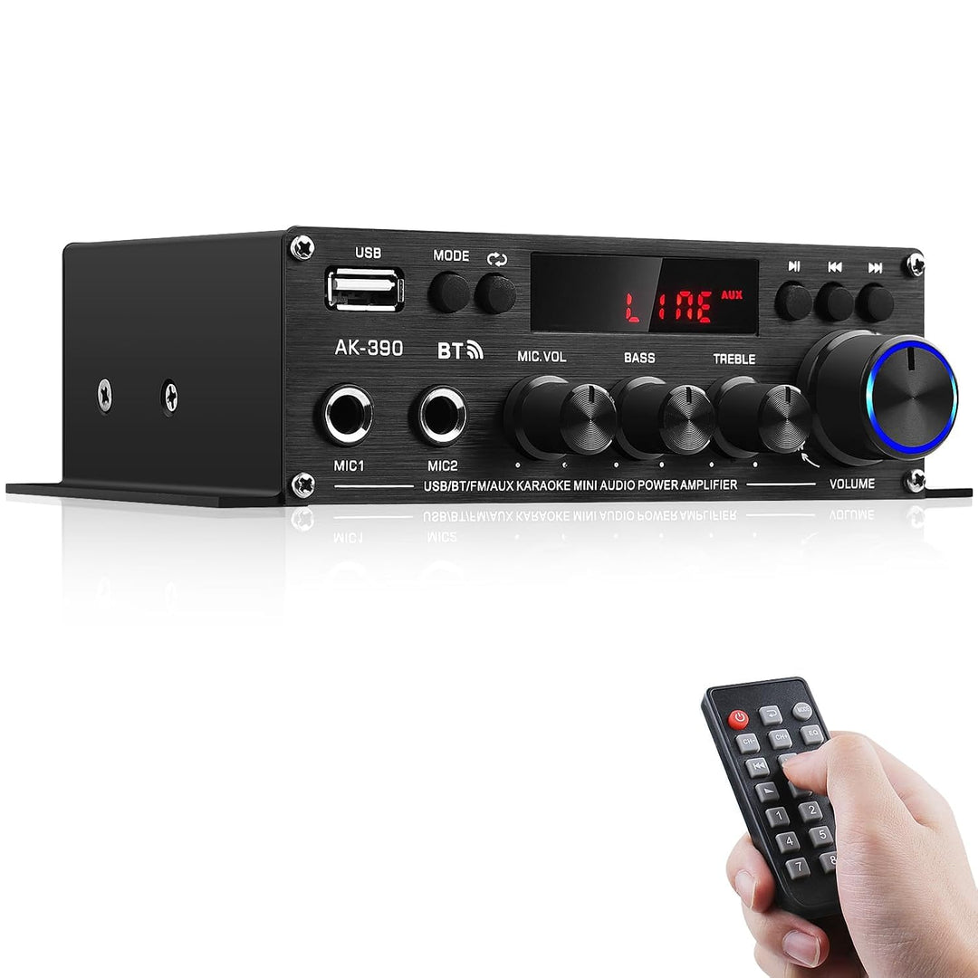 HiFi Stereo Verstärker Empfänger für Home Lautsprecher, AK-390 Bluetooth5.0 Mini Audio Amp 2.0 Kanal
