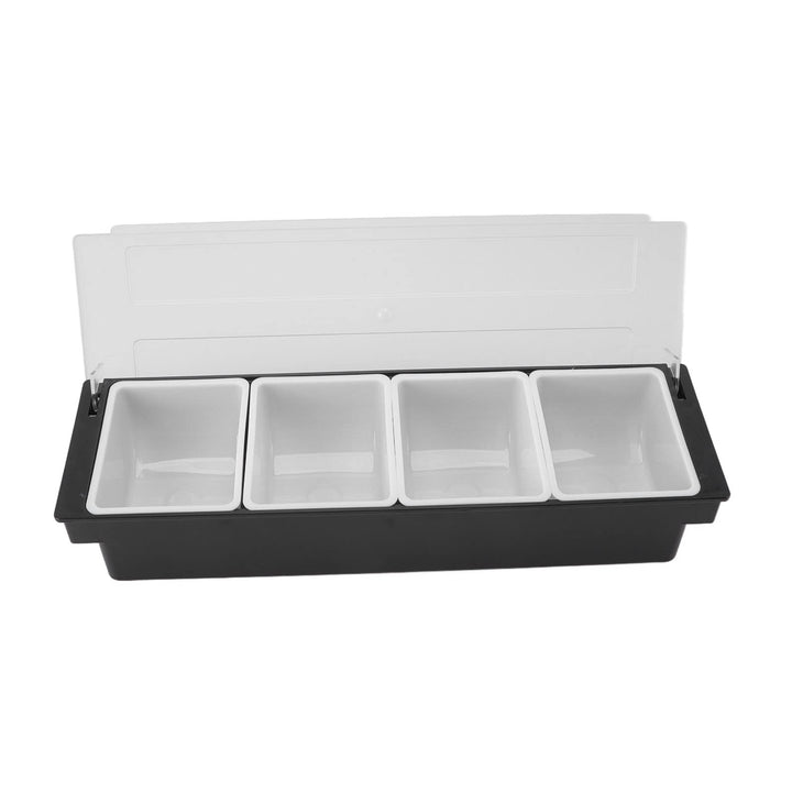 Zutatenbehälter mit Deckel, 4 Fächer Abnehmbare Obstdose, Transparenter Gewürzspender Snackteller Le