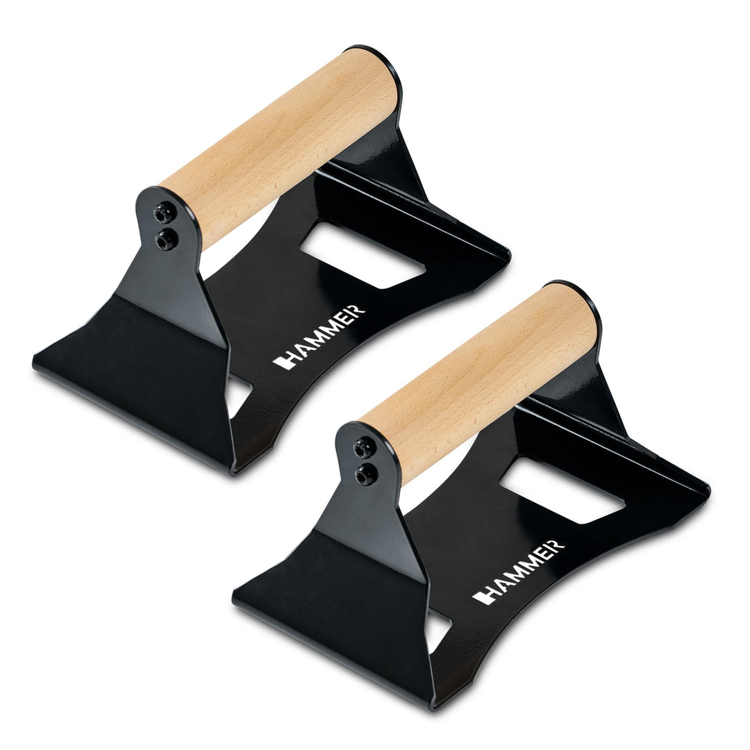 HAMMER Liegestützgriffe NorsK, 2er Set, Push Up Bars Buchenholz, rutschfest, ergonomische Griffhöhe,