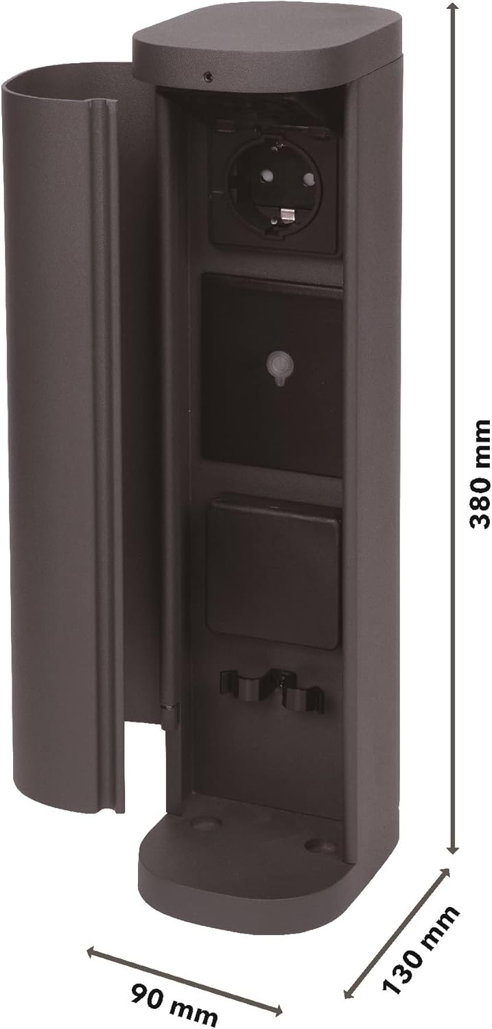 Bold 19486 Volo smarte Garten Steckdose aussen (Steckdosen-Säule) Anthrazit (2X Schuko | Smart Home