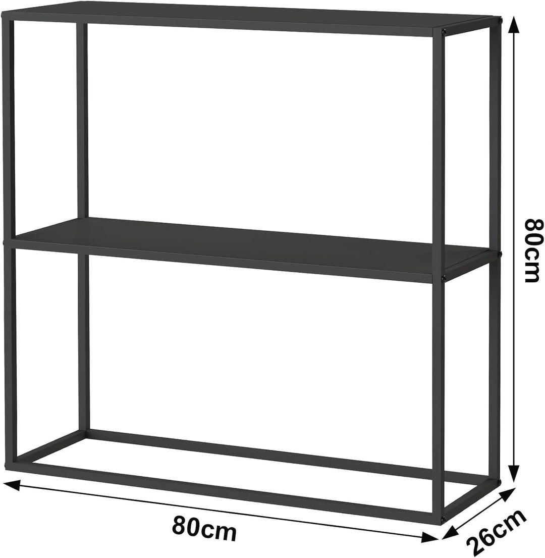 DanDiBo Konsolentisch Metall Schwarz Schmal mit 2 Ebenen Modern 80x80x25 cm Regal Stehend Standregal