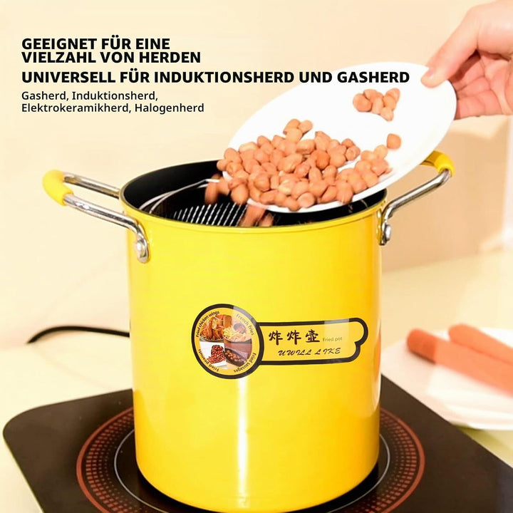 Kleiner Fritteusentopf, 3L Mini Fritteusentopf Mit Korb Edelstahl Frittiertopf Mit Ölfilter Rack Dec