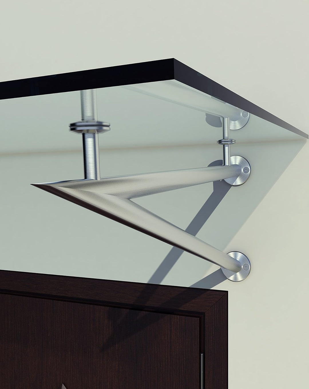 Shop Vordach Glasvordach Türvordach Verbundsicherheitsglas Klarglas VSG Edelstahl (200x90cm (2X V-Ha