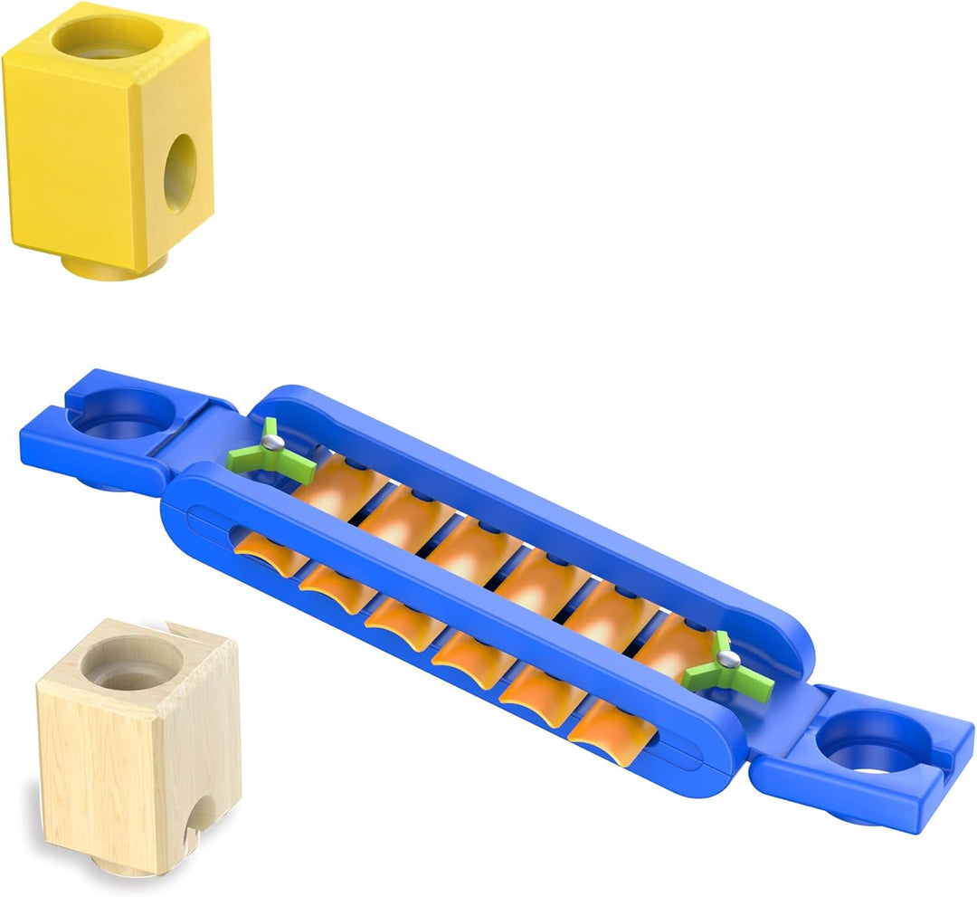 Hape Quadrilla Klingender Spielplatz - Zubehör zur Murmelbahn, Holz Kugelbahn und Murmelbahn für Kin