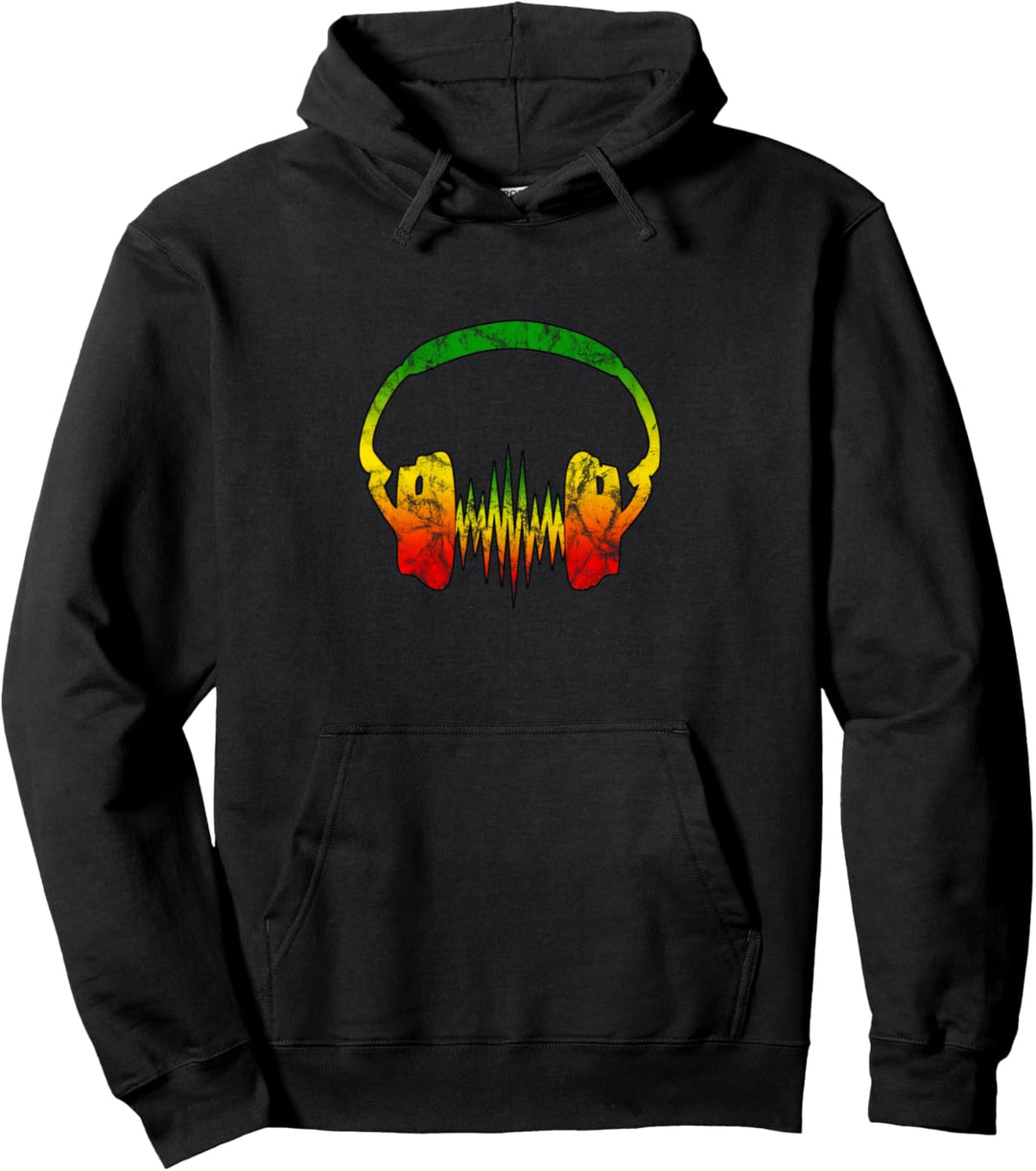 Reggae, Musik, Kopfhörer, Puls, Frequenz Herzschlag, Vintage Pullover Hoodie