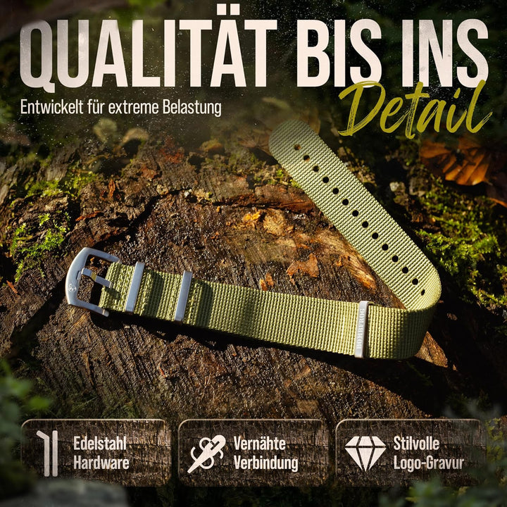 BOMBFROG NATO Strap Uhrenarmband Nylon, Dornenschliesse - Uhrenarmbänder 18 mm 20mm 22mm 24mm, Uhren
