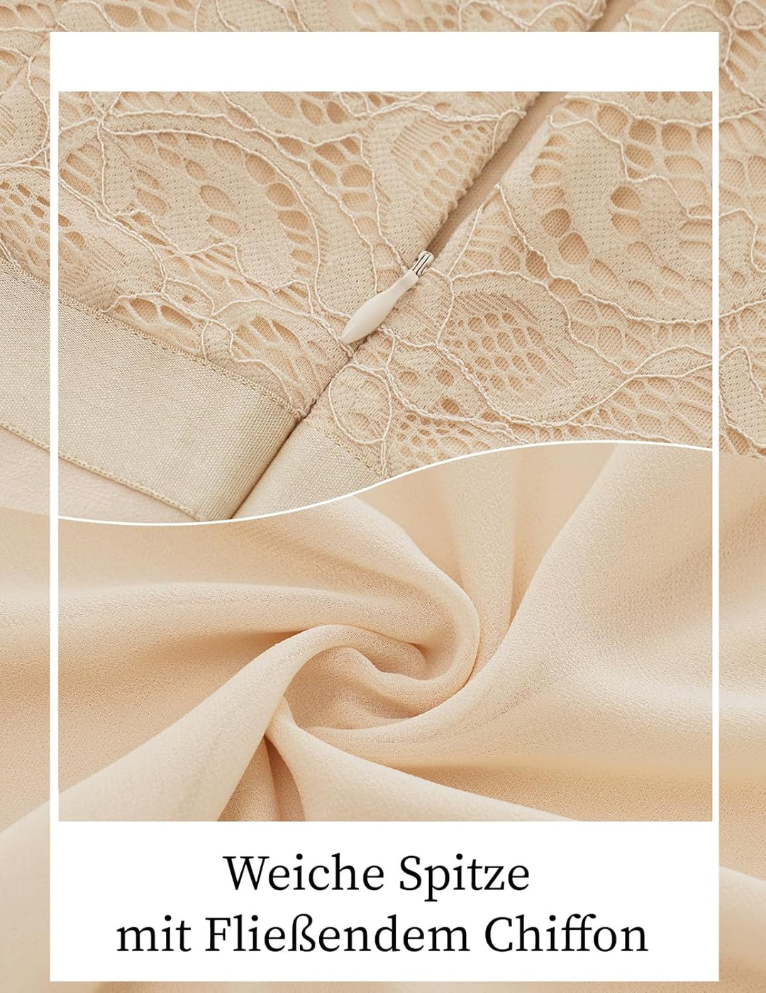 DRESSTELLS Abendkleid Damen Festlich Spitzenkleid für Hochzeit Chiffon Cape Ärmel Ballkleid Elegant