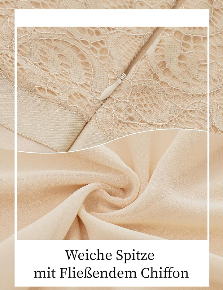 DRESSTELLS Festliche Abendkleider Damen Hochzeit Ballkleid Elegant Lang Brautkleid Standesamt Chiffo