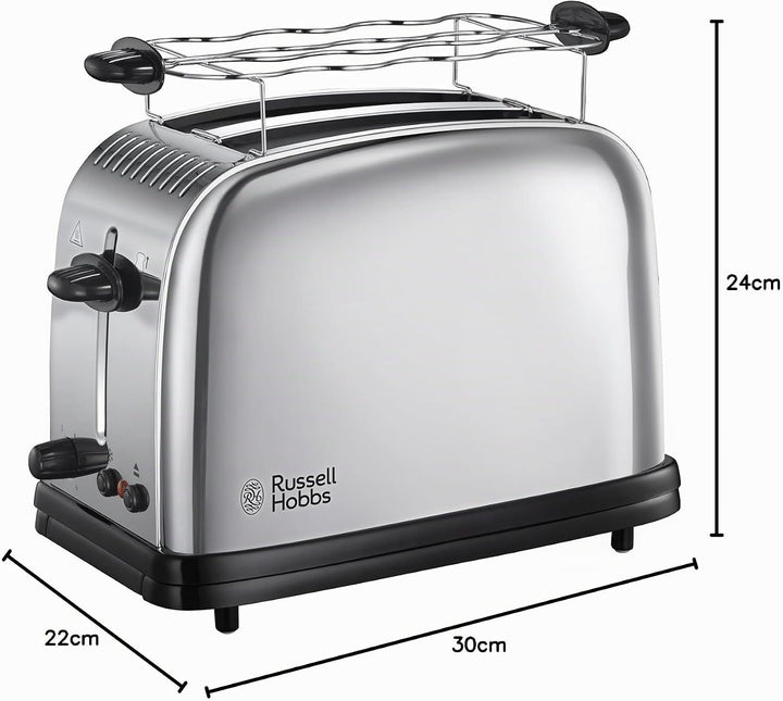 Russell Hobbs Toaster [für 2 Scheiben] Victory Edelstahl (extra breite Toastschlitze, inkl. Brötchen