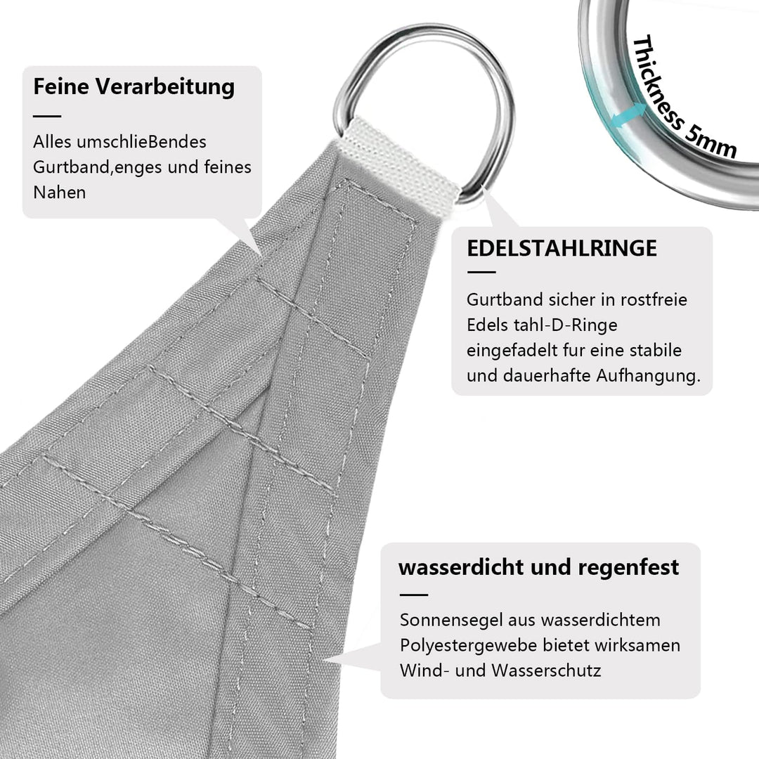 Sonnenschutz Segel 4x4x5.7M, Sonnenschutz Set, 90% Sonnenlicht verhindert, inkl Befestigungsseile fü