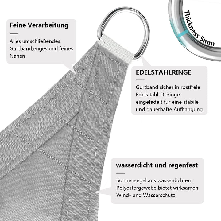 Sonnenschutz Segel 4x4x5.7M, Sonnenschutz Set, 90% Sonnenlicht verhindert, inkl Befestigungsseile fü