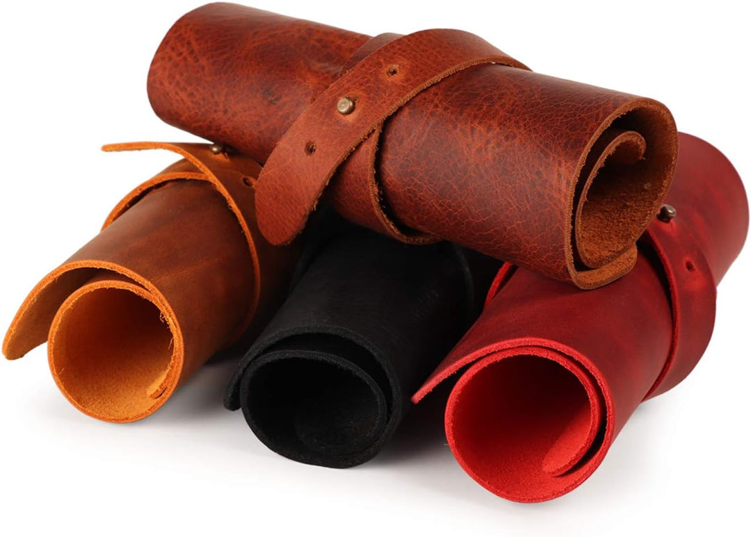 LONDO Etui für Stifte und Bleistifte aus echtem Leder, Braun