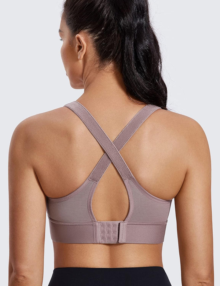 SYROKAN Sport BH Damen Starker Halt Ohne Bügel BHS mit Vorderverschluss Ggepolstert Bügellos Guter H