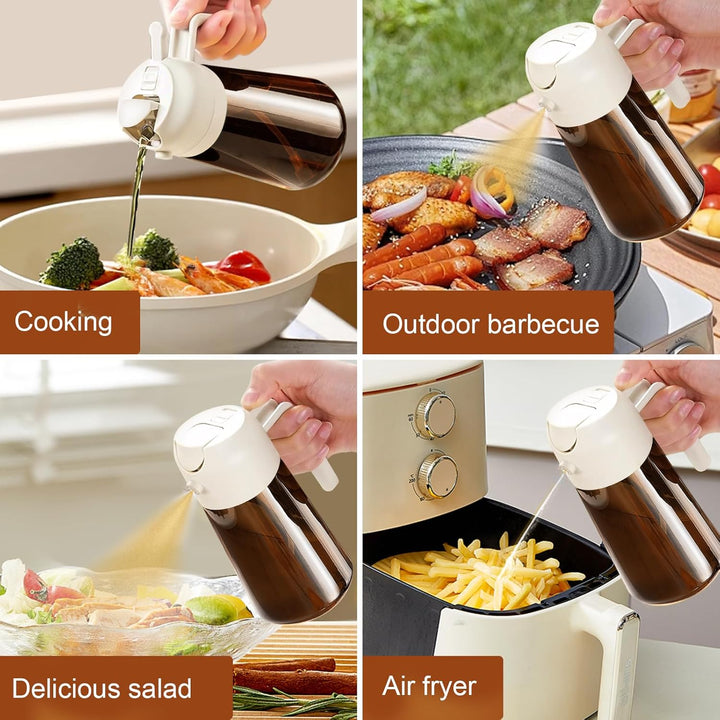 YARRAMATE 2 Stück 470ml Lichtblockierender dunkler Ölsprüher zum Kochen, 2-in-1 UV Schutz ölzerstäub