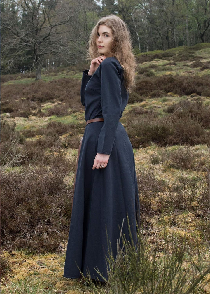 Mittelalter Kleid Afra Damen | Langarm Wikinger Kostüm bodenlang | LARP Gewandung aus Baumwolle für