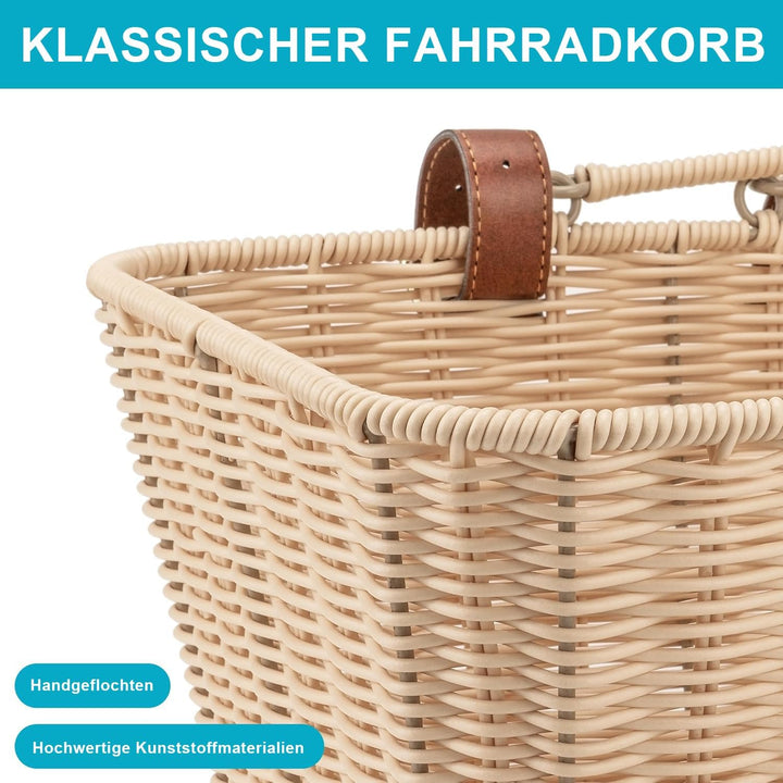 CXWXC Fahrradkorb – Langlebiger vorderer Fahrradkorb – Handgeflochtener Weidenkorb mit verstellbaren