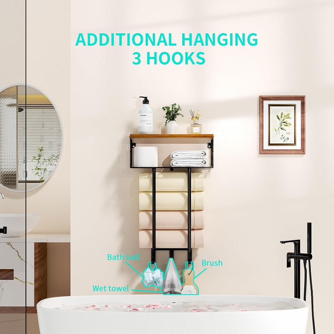 HapiRm Handtuchhalter Wand Montage - Handtuchregal Badezimmer Multifunktionales platzsparendes Model