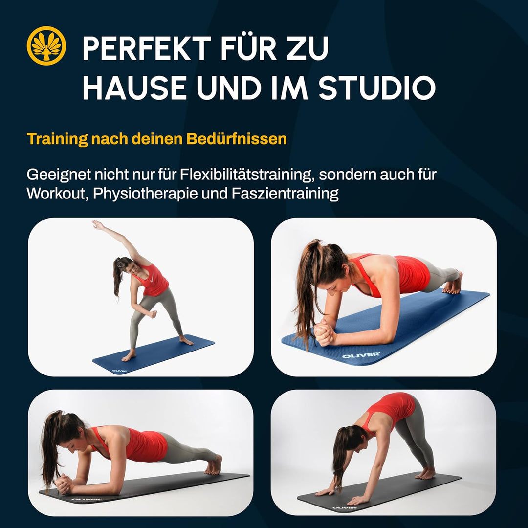 Oliver Premium Gymnastikmatten 10er Set 180x60x1 cm Blau mit Ösen