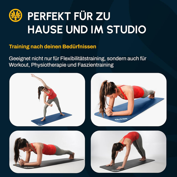 Oliver Premium Gymnastikmatten 10er Set 180x60x1 cm Blau mit Ösen