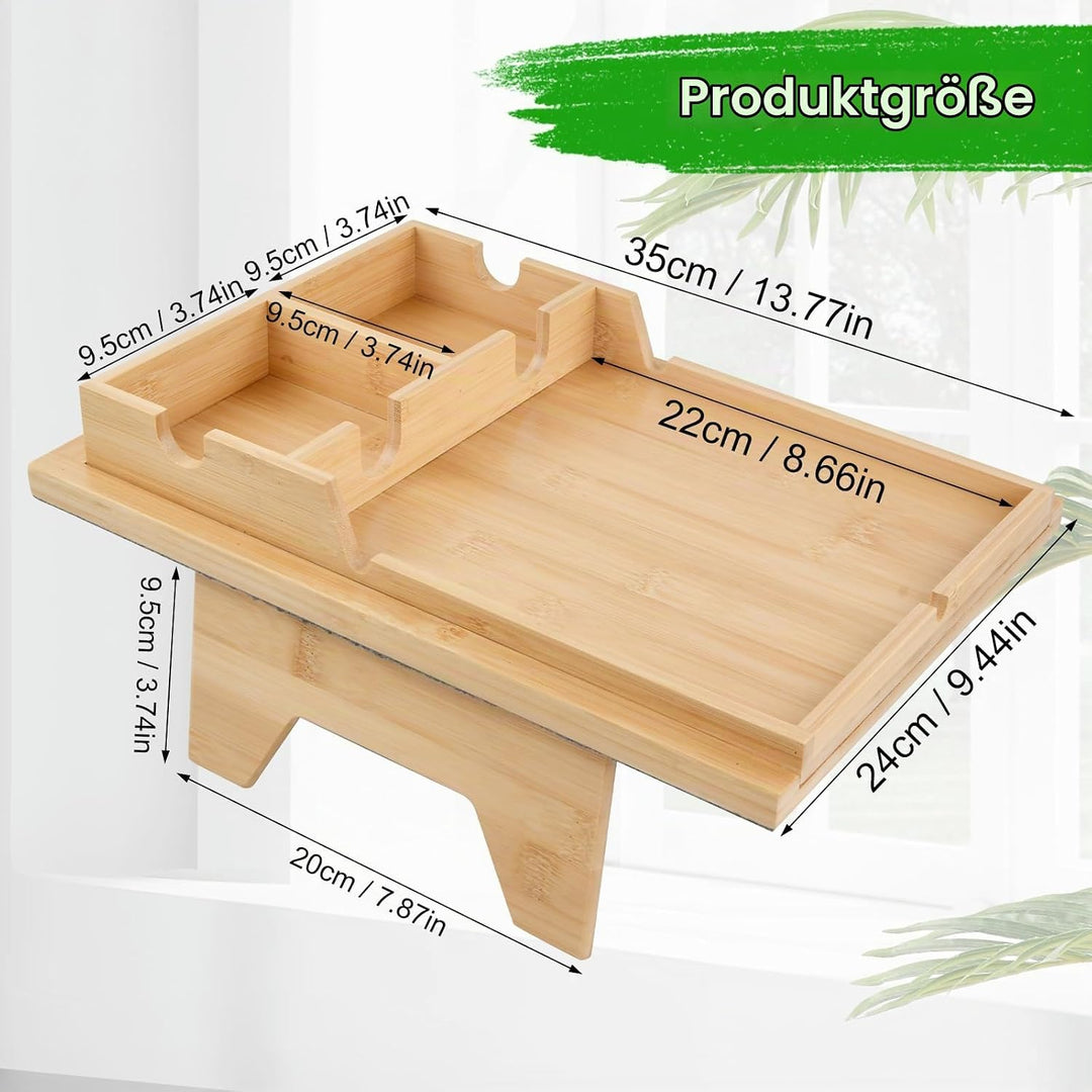 Mapille Sofatablett 2-in-1, Bambus Sofa Armlehnen Tablett mit Getränkehalter und Tablet Ständer, Ver