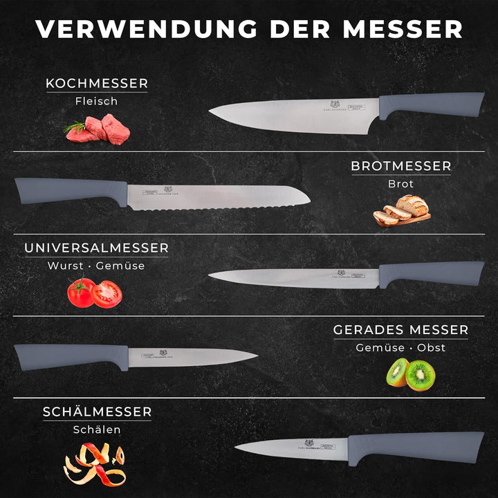 Messerblock mit Messer - 5 teilig - Messerset und Messer Block - Küchenmesser Set - Kitchen Knife Se