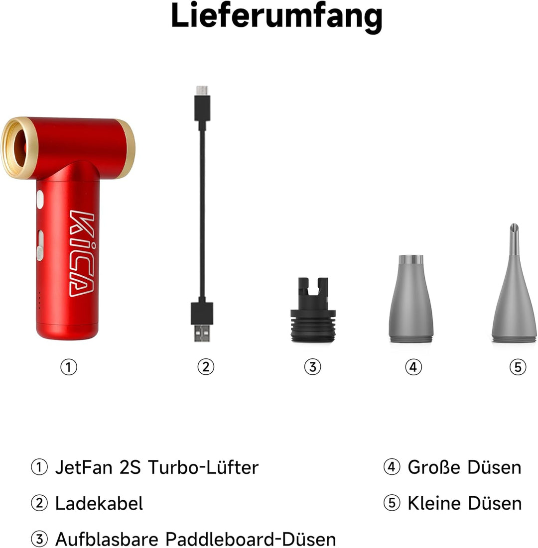 Kica JetFan 2S Elektrische Staubgebläse aus Metall – 117000 U/min, Mini Air Duster mit Stufenloser R