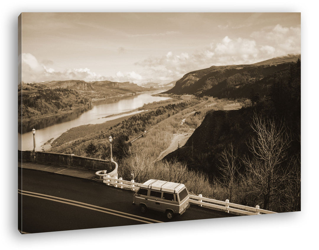 deyoli bezaubernd schöne Landschaft an einer Strasse Format: 80x60 Effekt: Sepia als Leinwandbild, M
