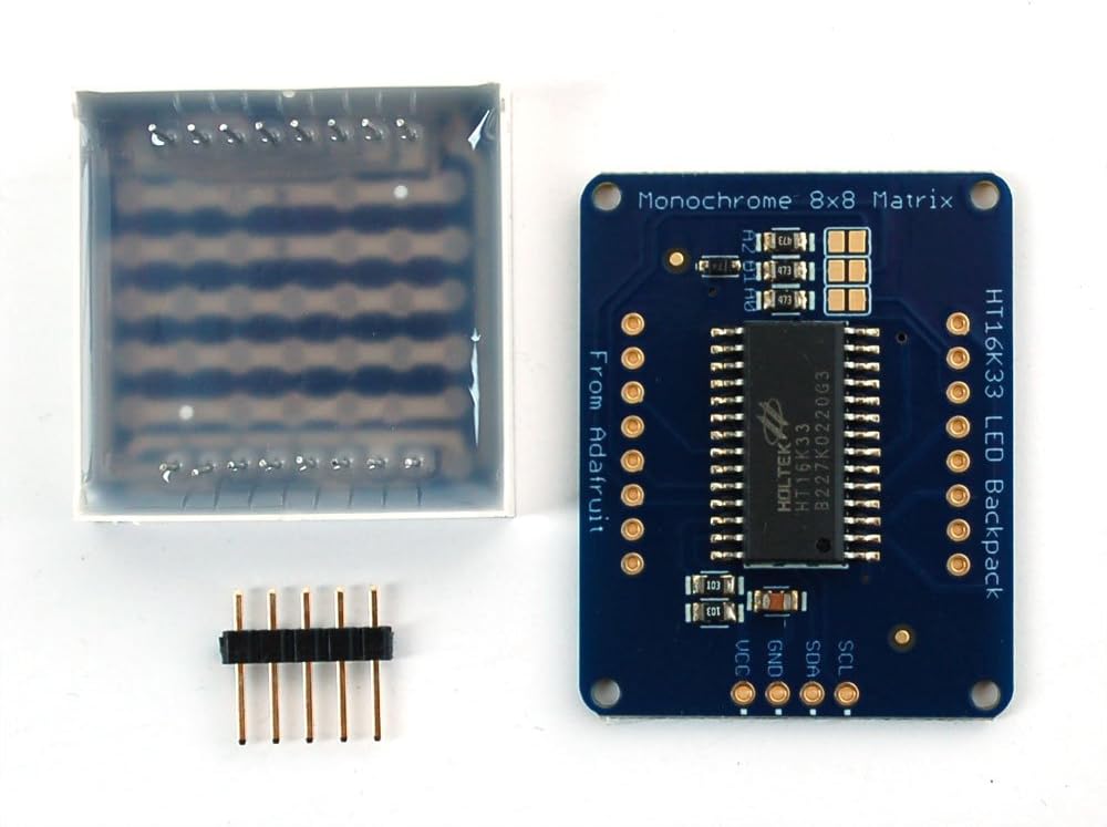 Adafruit 1.2" 8x8 LED-Matrix mit I2C-Backpack, rot 1049