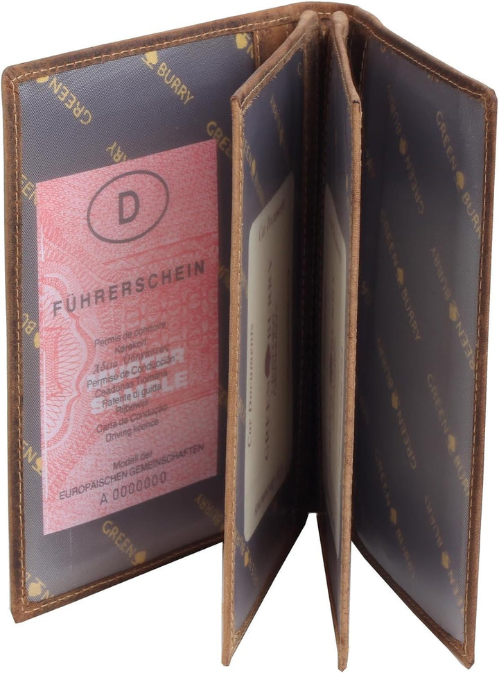 Greenburry Vintage Ausweismappe Leder - Jagdscheinetui mit Wildschwein Motiv - Jäger Ausweismappe mi
