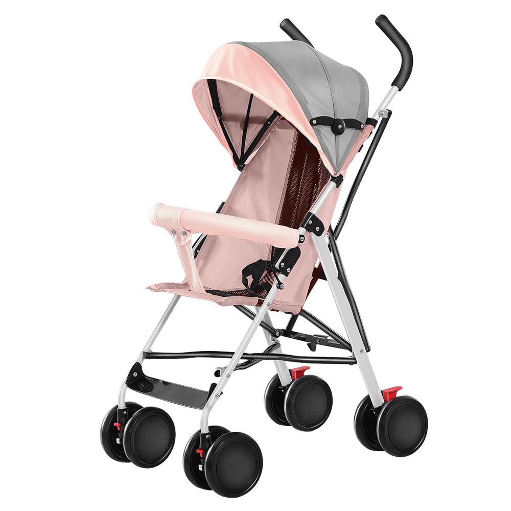 Leichter Buggy ab 6 Monaten, Fester Sitz &amp; 3-Stufen Sonnenverdeck, 4-Rad Reisebuggy Klein Zusammenkl