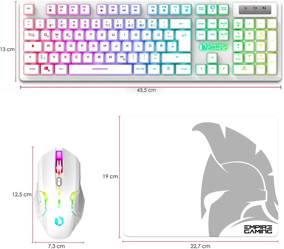 EMPIRE GAMING - Armor RF800 Wireless Wiederaufladbare Gaming Tastatur und Maus Set QWERTZ (DE-Layout