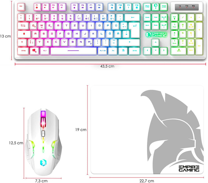 EMPIRE GAMING - Armor RF800 Wireless Wiederaufladbare Gaming Tastatur und Maus Set QWERTZ (DE-Layout