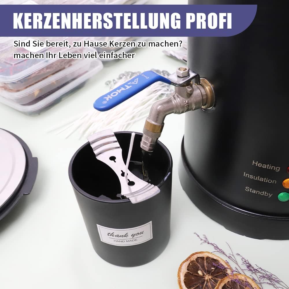 TOAUTO WMF-5L Kerzenherstellung Kit, DIY Kerzen Selber Machen Set Inklusive Docht, wachsschmelzer, D