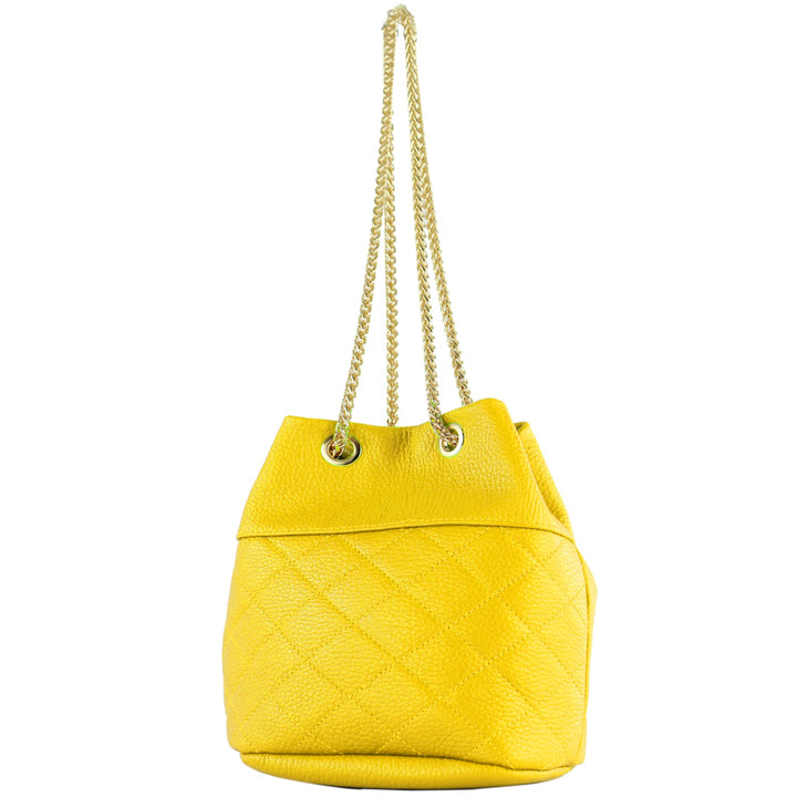 modamoda de - T245 - ital. Leder Damentasche Klein Small Sonnengelb, Sonnengelb